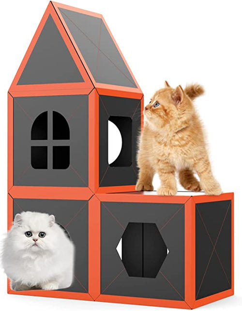 Load image into Gallery viewer, Cardboard Cat House Scratcher Breathable Pet Foldable Cat Toys And House For Cats
