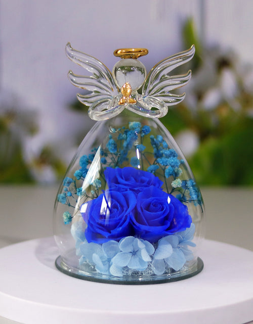 Bild in Galerie-Viewer laden, Geschenkbox für ewige Blumen, Engel, Glasabdeckung, Geschenkbox mit getrockneten Rosen für Weihnachten, Neujahr, Valentinstag, Heimdekoration
