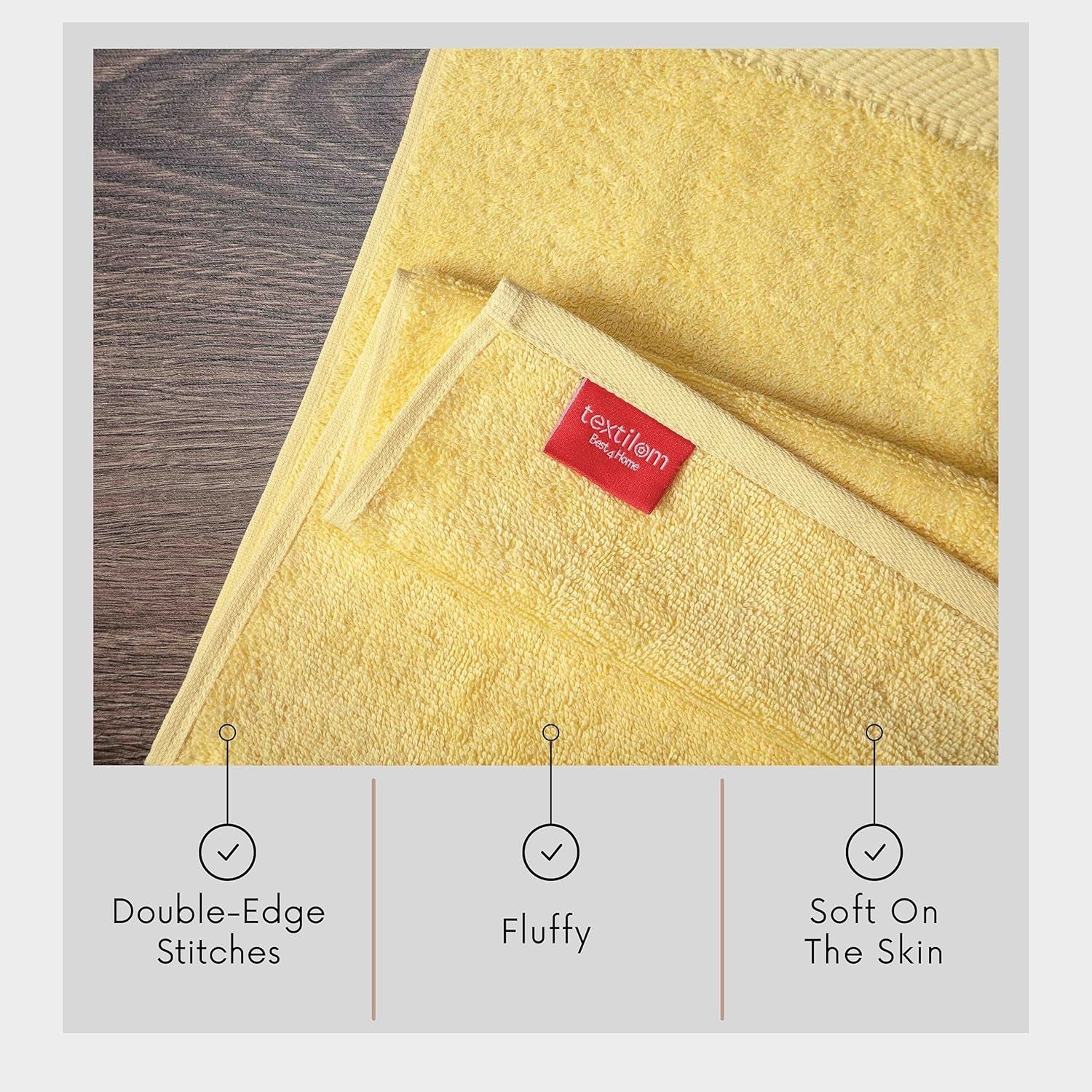 100% Turkish Cotton 6 Piece Luxury Towel Set for Bathroom & Kitchen, Thick & Super Soft & Highly Absorbent & Quick Dry ( 2 Bath Towels, 2 Hand Towels, 2 Washcloths )- Yellow