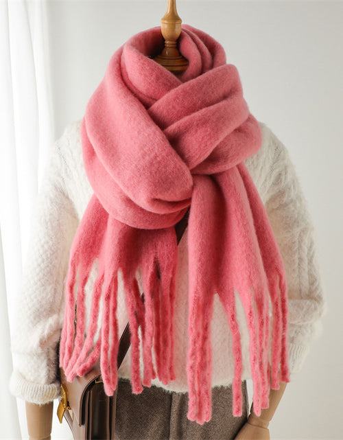 Load image into Gallery viewer, Solid Color Versatile Winter Warm Extended Tassel Scarf
