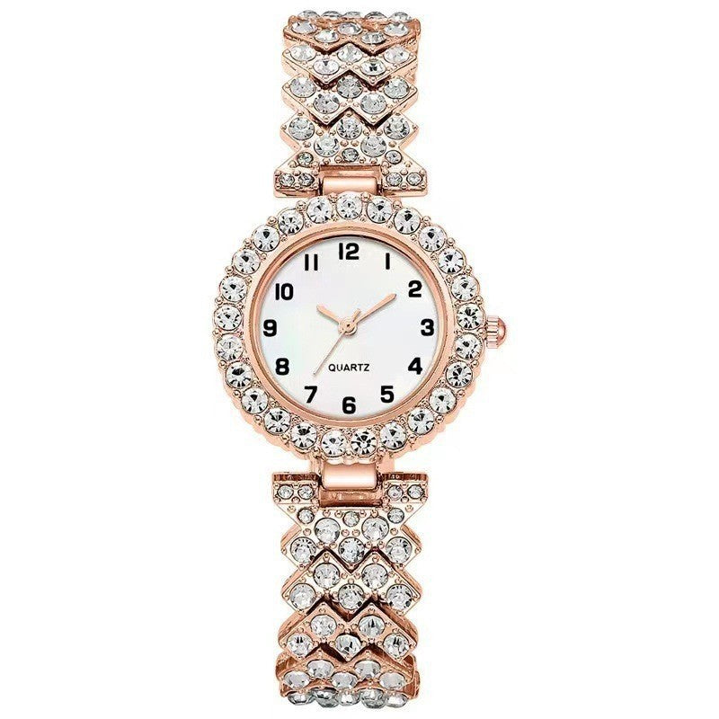 Conjunto de 2 piezas de joyería de moda de lujo para mujer, reloj de pulsera de cuarzo con correa plateada, pulsera de aleación para mujer, conjunto de joyería, reloj de regalo