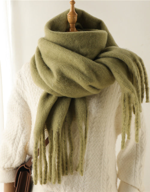 Load image into Gallery viewer, Solid Color Versatile Winter Warm Extended Tassel Scarf
