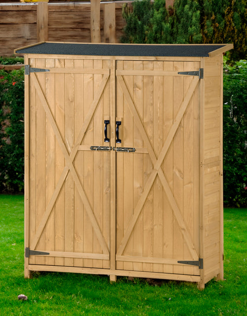Load image into Gallery viewer, Outdoor 5.3ft Hx4.6ft L Wood Storage Shed Tool Organizer,Garden Shed, Storage Cabinet with Waterproof Asphalt Roof Natural
