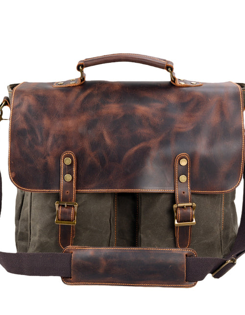 Load image into Gallery viewer, Waterproof Canvas Stitching Leather Briefcase Handbag
