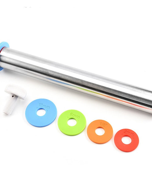 Load image into Gallery viewer, 17 inch stainless steel adjustable thickness rolling pin scale rolling pin leather material kneading tool
