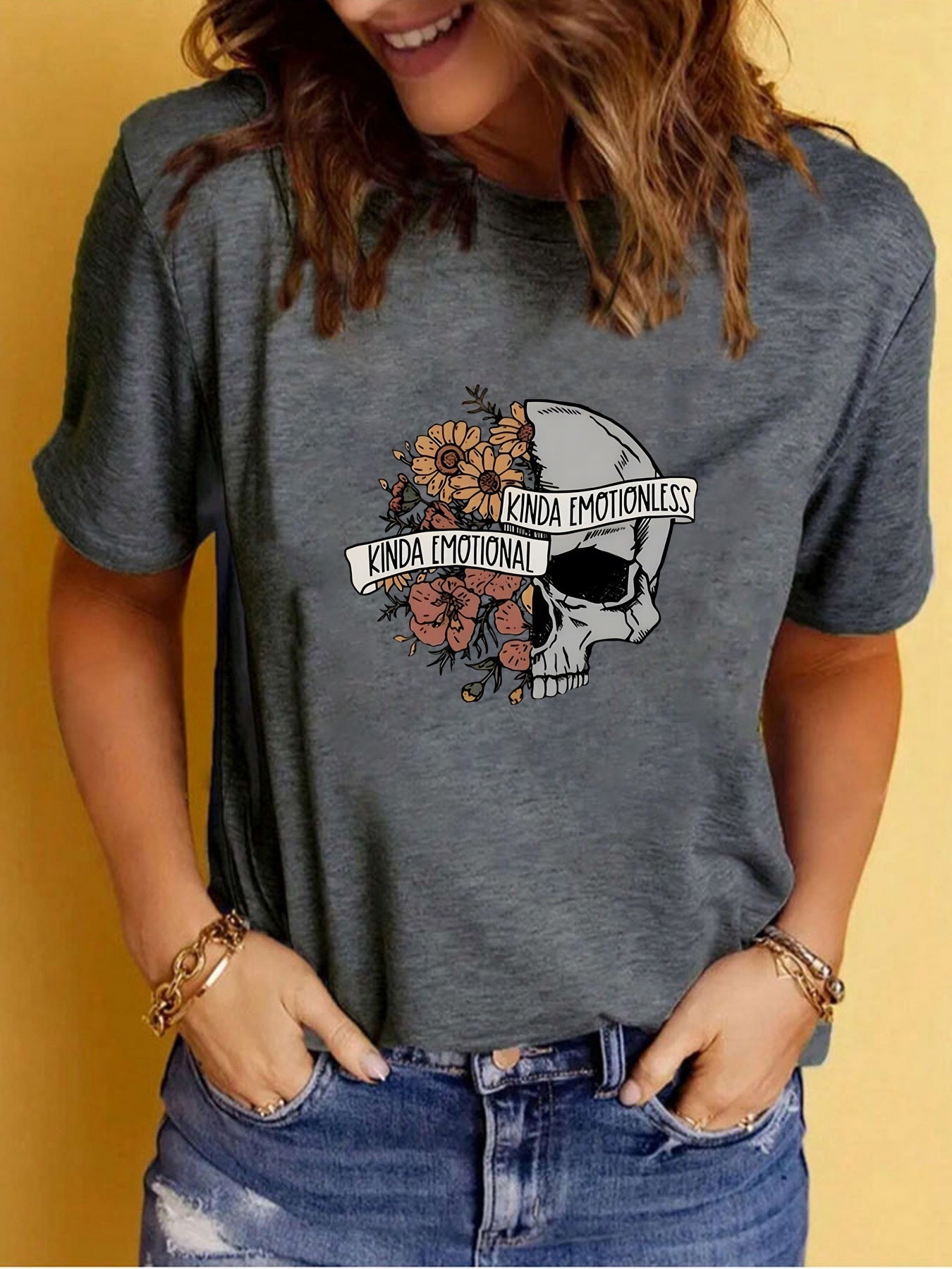 Women's Graphic Print Crew Neck Short-sleeved T-shirt