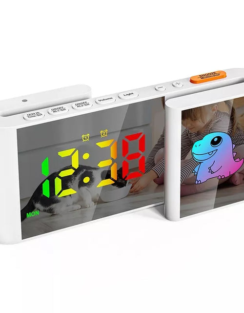 Cargar imagen en el visor de la galería, Creative S-shaped Dual-Screen RGB Colorful Alarm Clock, Adorable Cartoon Night Light Electronic Clock
