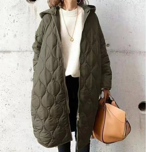 Load image into Gallery viewer, Autumn And Winter New Diamond Lattice Hooded Cotton Coat Jacket Women&#39;s Top
