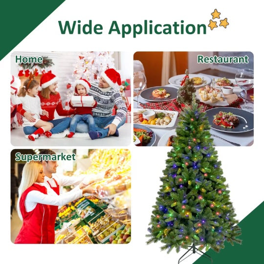 7ft beleuchteter künstlicher Weihnachtsbaum, aufklappbarer Weihnachtsbaum mit 400 mehrfarbigen LED-Lichtern