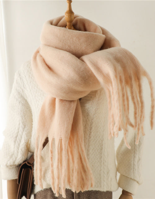 Load image into Gallery viewer, Solid Color Versatile Winter Warm Extended Tassel Scarf
