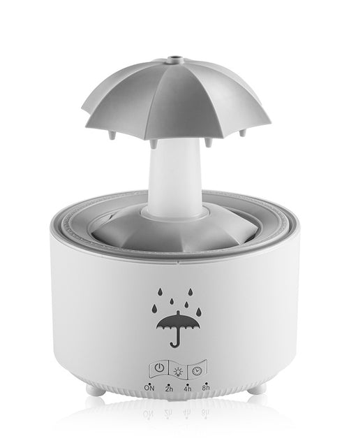 Load image into Gallery viewer, Rotating umbrella water droplet humidifier household heavy fog desktop rainbow lights remote control aromatherapy machine
