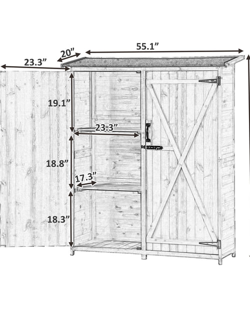 Load image into Gallery viewer, Outdoor 5.3ft Hx4.6ft L Wood Storage Shed Tool Organizer,Garden Shed, Storage Cabinet with Waterproof Asphalt Roof Natural
