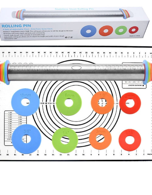 Load image into Gallery viewer, 17 inch stainless steel adjustable thickness rolling pin scale rolling pin leather material kneading tool

