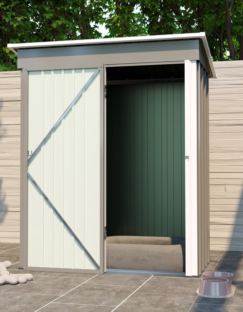Load image into Gallery viewer, 5 * 3FT outdoor storage shed, tool shed with sloping roof and lockable door, backyard garden metal shed, courtyard lawn, gray
