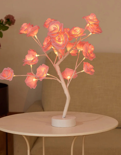 Cargar imagen en el visor de la galería, USB Battery Operated LED Table Lamp Rose Flower Bonsai Tree Night Lights Garland Bedroom Decoration Christmas Lights Home Decor
