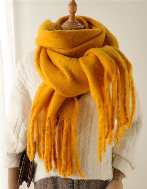 Load image into Gallery viewer, Solid Color Versatile Winter Warm Extended Tassel Scarf
