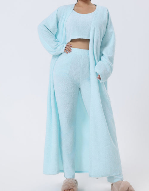 Bild in Galerie-Viewer laden, Gemütliches Pyjama-Set, 3-teiliges Lounge-Set, süße Loungewear, warme Anzug-Sets, passendes Set, Lounge-Set, 3-teiliges Hosen-Set, Damen-Winterkleid
