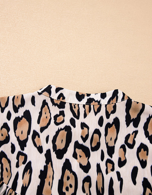 Load image into Gallery viewer, Rose Red Leopard Print Balloon Sleeve Loose Blouse
