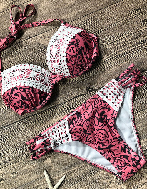 Load image into Gallery viewer, Women Sexy Swimwear Push up Swimsuit Female Bikini Halter Summer Beach Swim Wear Bathing Suit Women Lace Bikini Set

