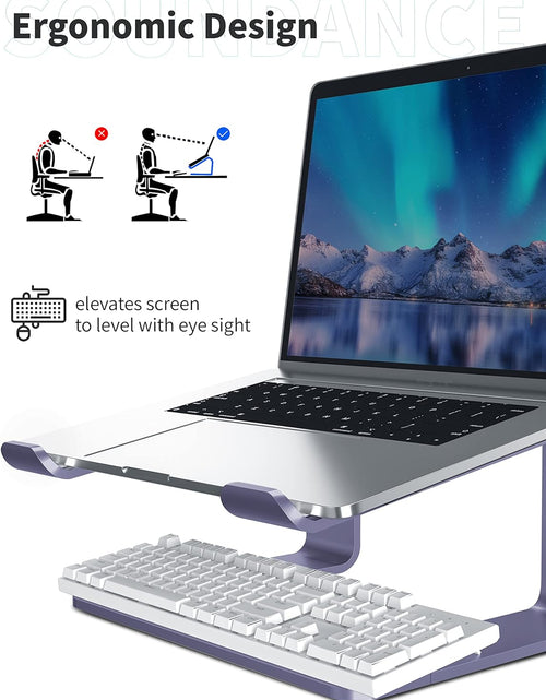 Cargar imagen en el visor de la galería, Laptop Stand, Aluminum Computer Riser, Ergonomic Laptops Elevator for Desk, Metal Holder Compatible with 10 to 15.6 Inches Notebook Computer, Purple

