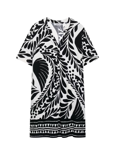 Bild in Galerie-Viewer laden, Color blocking printed shirt style short dress for women
