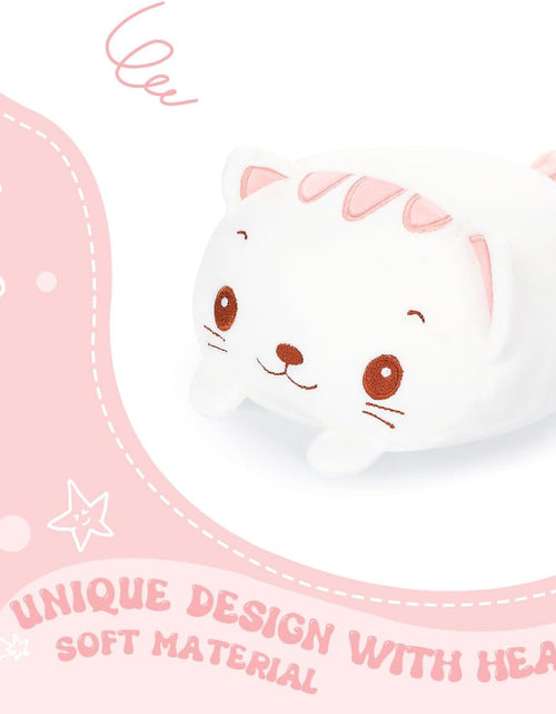 Cargar imagen en el visor de la galería, 23.6 Inch Cute White Cat Plush Stuffed Animal Cylindrical Body Pillow,Super Soft Cartoon Hugging Toy Gifts for Bedding, Kids Sleeping Kawaii Pillow
