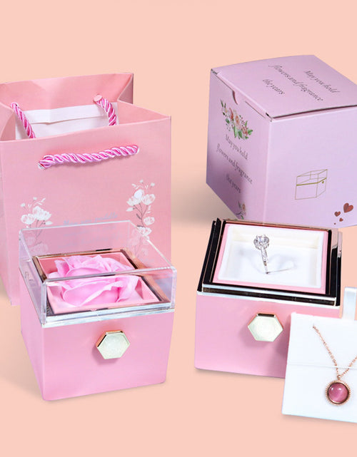 Bild in Galerie-Viewer laden, Rotierende Seifenblumen-Rosen-Geschenkbox, kreative rotierende Rosen-Schmuckverpackungsbox, Valentinstagsgeschenk für Frauen
