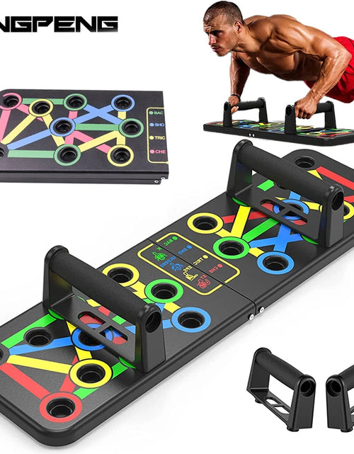 Bild in Galerie-Viewer laden, Folding Push-Up Board Chest Expansion Adult Multi-Mode Adjustable with Chest Abdomen Back Partition Core Muscle Exerciser
