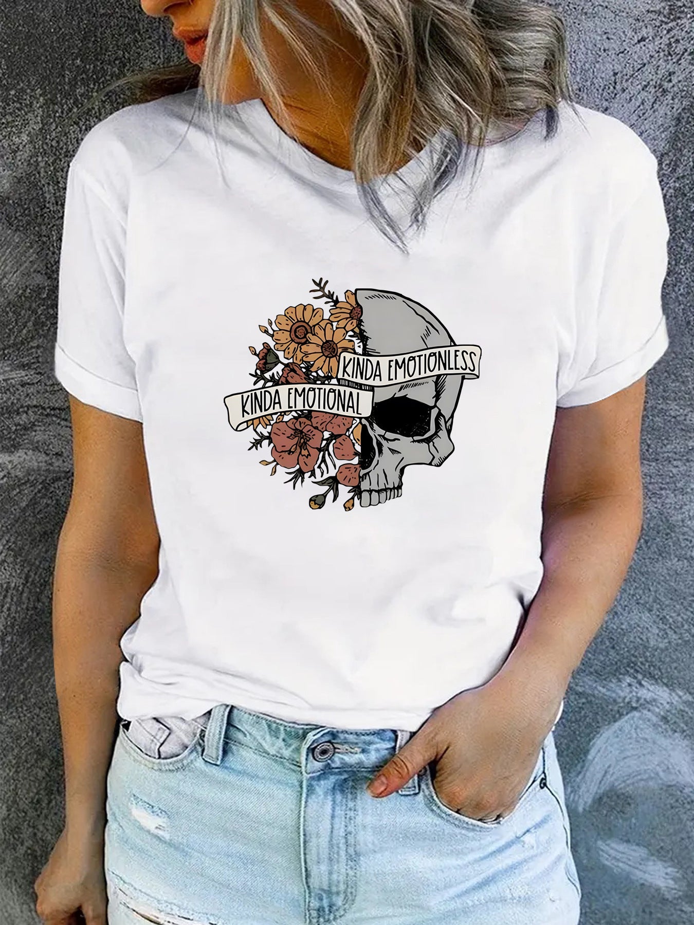 Women's Graphic Print Crew Neck Short-sleeved T-shirt