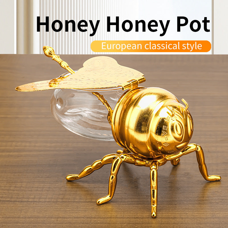 Honigglas in Bienenform mit Löffel, vielseitiger neuartiger Behälter, Gewürztopf für Gewürze, Öl, Küche, festliche Partys, Küchenhelfer