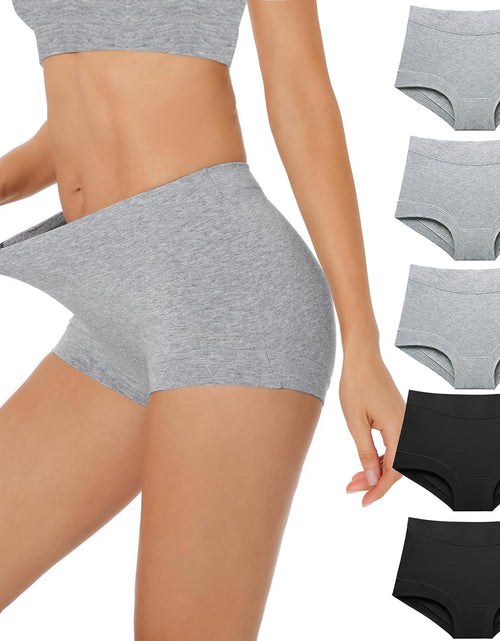 Bild in Galerie-Viewer laden, Comfortable Cotton Underwear for Women, High Waisted Boy Shorts Panties,Womens Boxer Briefs Pack,S-5Xl plus Size
