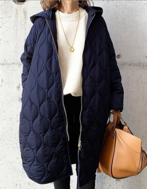 Load image into Gallery viewer, Autumn And Winter New Diamond Lattice Hooded Cotton Coat Jacket Women&#39;s Top
