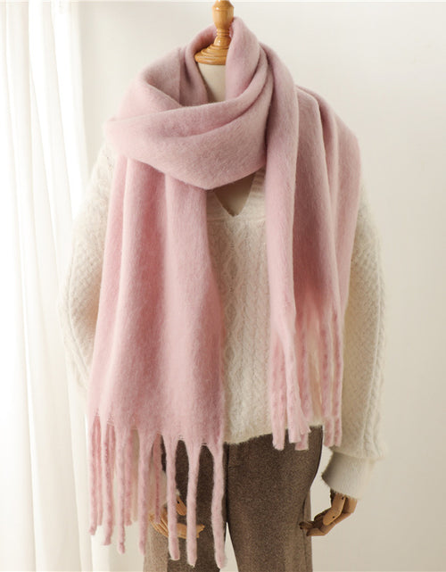 Load image into Gallery viewer, Solid Color Versatile Winter Warm Extended Tassel Scarf
