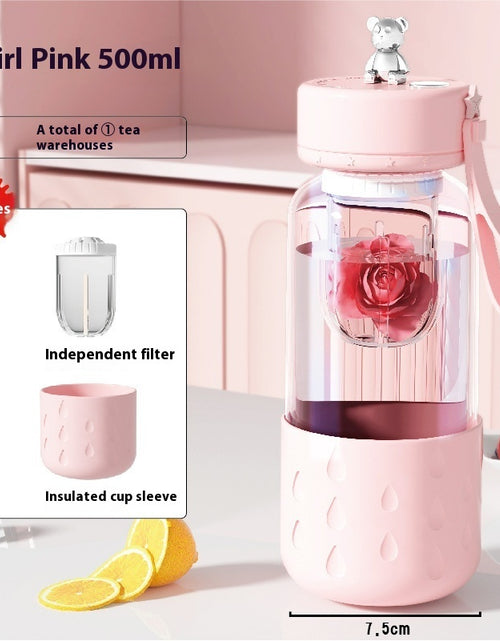Cargar imagen en el visor de la galería, Taza de agua de vidrio magnética con separación de agua de té sellada sin fugas Taza de agua de té de vidrio Vaso con infusor Botella de agua con filtro de té
