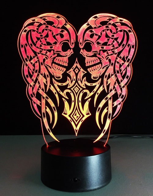Cargar imagen en el visor de la galería, Luz nocturna 3D con forma de calavera y flores
