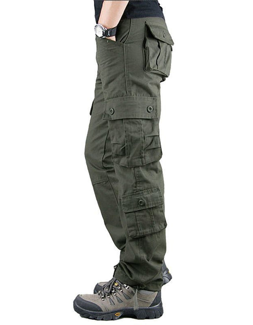 Load image into Gallery viewer, Outdoor men&#39;s multi pocket work pants, sturdy and wear-resistant cotton casual work clothes, long pants for youth labor protection, loose and oversized
