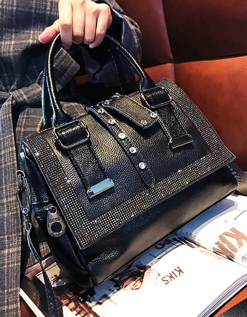 Load image into Gallery viewer, Soft Leather Handbag Large-capacity Cowhide Hot Rhinestone Handbags
