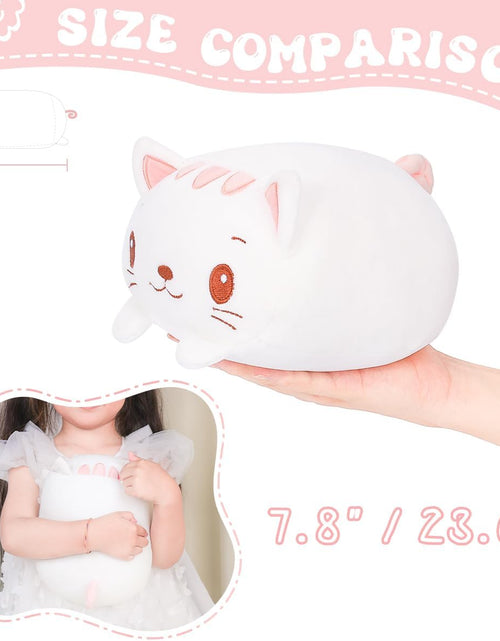 Cargar imagen en el visor de la galería, 23.6 Inch Cute White Cat Plush Stuffed Animal Cylindrical Body Pillow,Super Soft Cartoon Hugging Toy Gifts for Bedding, Kids Sleeping Kawaii Pillow
