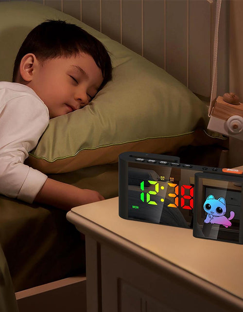 Cargar imagen en el visor de la galería, Creative S-shaped Dual-Screen RGB Colorful Alarm Clock, Adorable Cartoon Night Light Electronic Clock
