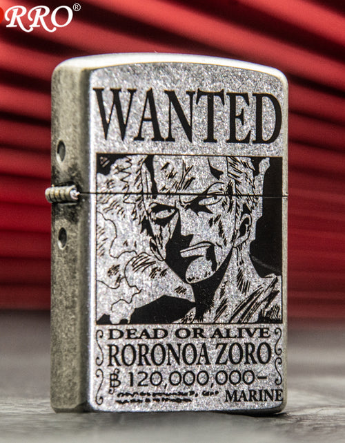 Load image into Gallery viewer, ZORRO Zoro Ancient Silver Pirate King Zoro Kerosene Lighter
