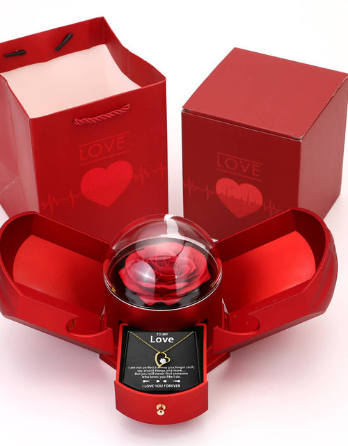 Bild in Galerie-Viewer laden, Double open rose gift box drawer style rose jewelry box angel wings Chinese Valentine&#39;s Day necklace gift box
