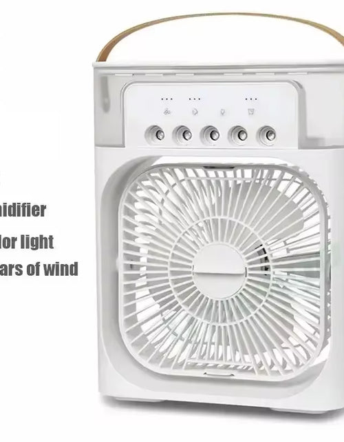 Bild in Galerie-Viewer laden, Water Mist Electric Fan Air Humidifier LED Night Light Suitable for Families Portable Air Conditioner Triple Cooler Cooling Home
