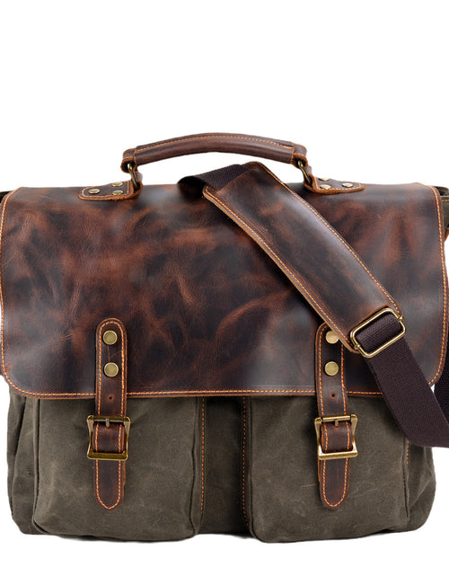 Load image into Gallery viewer, Waterproof Canvas Stitching Leather Briefcase Handbag
