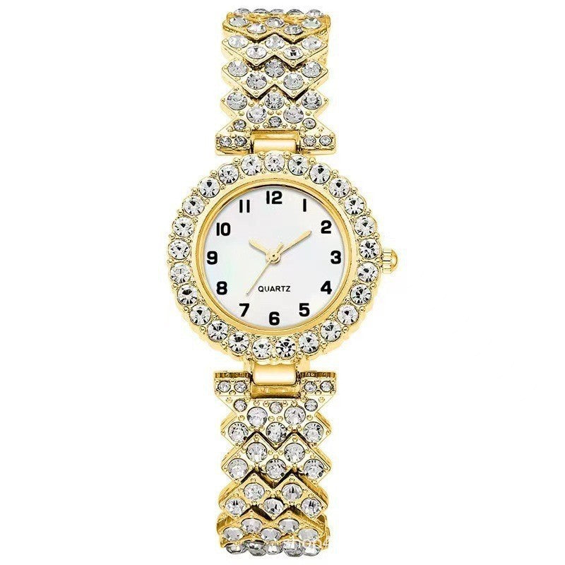 Conjunto de 2 piezas de joyería de moda de lujo para mujer, reloj de pulsera de cuarzo con correa plateada, pulsera de aleación para mujer, conjunto de joyería, reloj de regalo