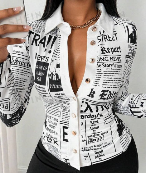 Load image into Gallery viewer, Women&#39;s Casual Daily Full Print Front Button Long Sleeve Shirt
