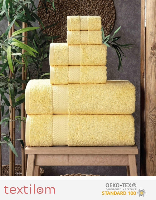 Load image into Gallery viewer, 100% Turkish Cotton 6 Piece Luxury Towel Set for Bathroom &amp; Kitchen, Thick &amp; Super Soft &amp; Highly Absorbent &amp; Quick Dry ( 2 Bath Towels, 2 Hand Towels, 2 Washcloths )- Yellow
