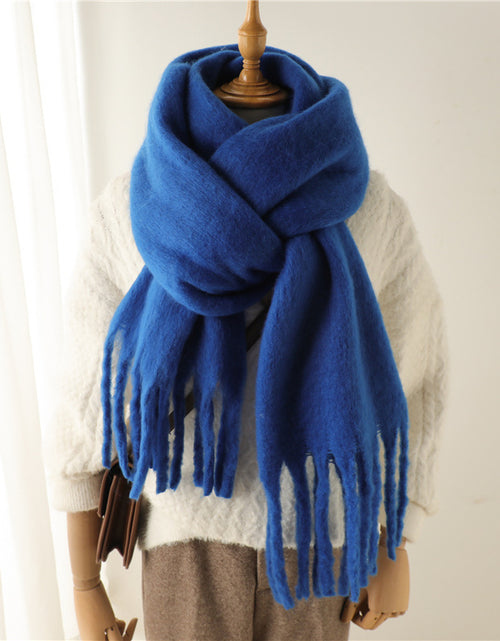 Load image into Gallery viewer, Solid Color Versatile Winter Warm Extended Tassel Scarf
