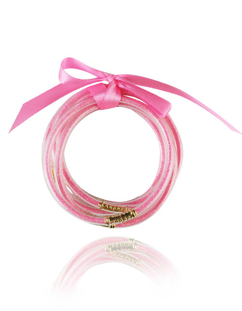 Load image into Gallery viewer, Apricot Glitter Bowknot Layered Jelly Bracelet
