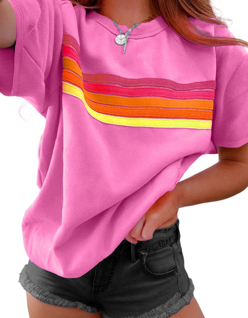 Load image into Gallery viewer, Bonbon Colorful Striped Casual Tee
