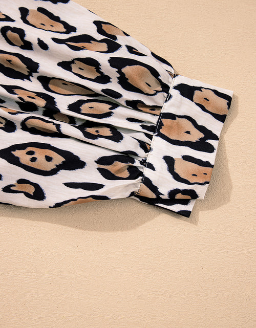 Load image into Gallery viewer, Rose Red Leopard Print Balloon Sleeve Loose Blouse
